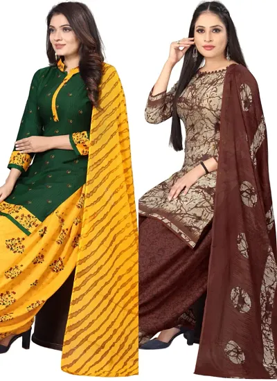 Crepe Dress Material with Dupatta For Women (Combo pack of 2)