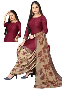 Green  Maroon Crepe Printed Dress Material with Dupatta For Women (Combo pack of 2)-thumb2