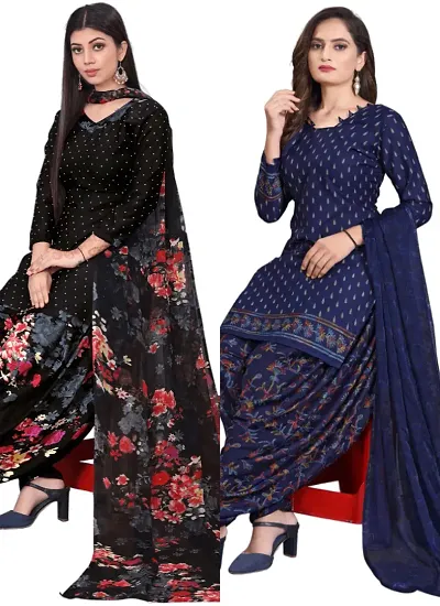 Crepe Dress Material with Dupatta For Women (Combo pack of 2)