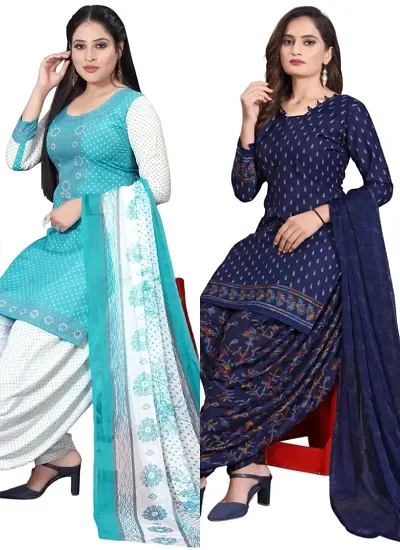 Sea Crepe Dress Material with Dupatta For Women (Combo pack of 2)