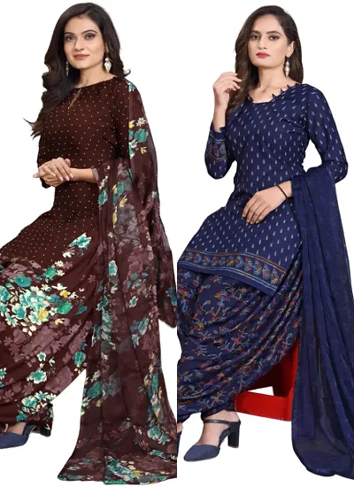 Crepe Dress Material with Dupatta For Women (Combo pack of 2)