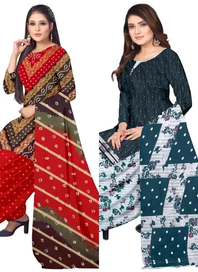 Crepe Dress Material with Dupatta For Women (Combo pack of 2)