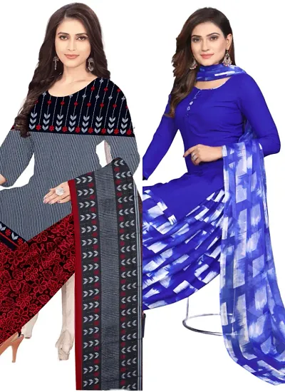 Stylish Crepe Digital Printed Unstitched Suits - pack of 2