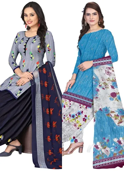 Stylish Crepe Digital Printed Unstitched Suits - pack of 2