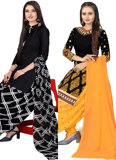 Stylish Crepe Digital Printed Unstitched Suits - pack of 2