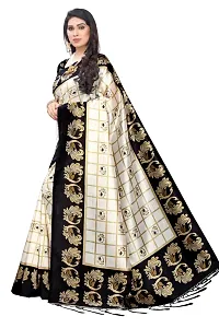 Stylish Art Silk Black Printed Kanjeevaram Saree with Blouse piece-thumb3