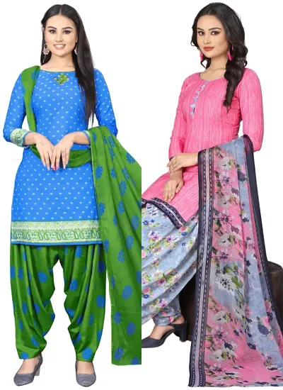 Stylish Crepe Digital Printed Unstitched Suits - pack of 2