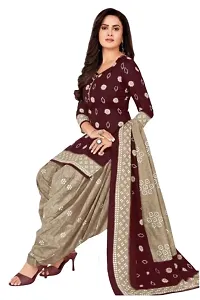 Elegant Purple Rayon Ethnic Print Dress Material with Dupatta For Women-thumb1