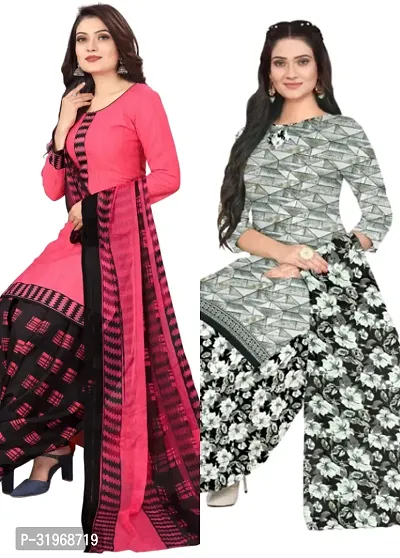 Stylish Cotton Blend Dress Material with Dupatta for Women Pack of 2-thumb0