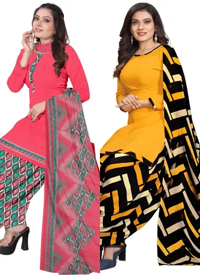 Crepe Dress Material with Dupatta For Women (Combo pack of 2)