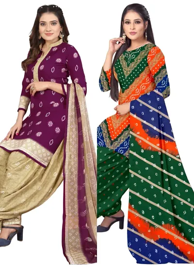 Crepe Dress Material with Dupatta For Women (Combo pack of 2)