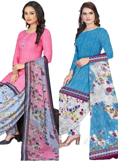 Crepe Dress Material with Dupatta For Women (Combo pack of 2)