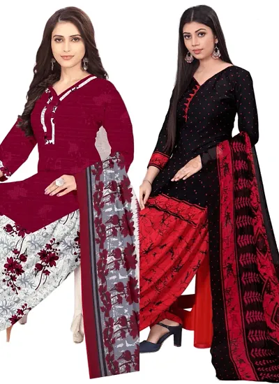 Elegant Crepe Digital Dress Material with Dupatta For Women