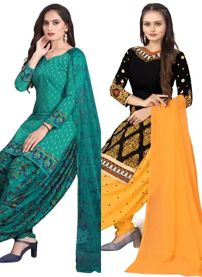 Stylish Crepe Digital Printed Unstitched Suits - pack of 2