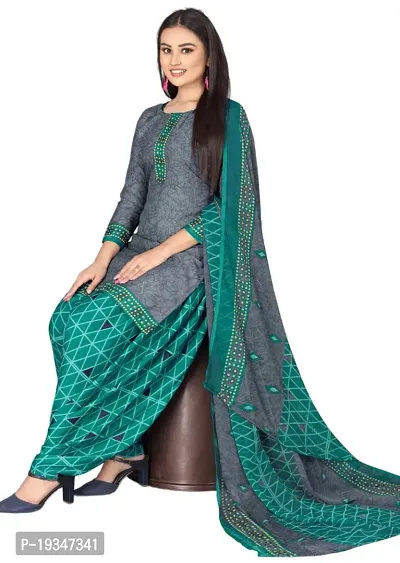 Grey  Beige Crepe Printed Dress Material with Dupatta For Women (Combo pack of 2)-thumb2