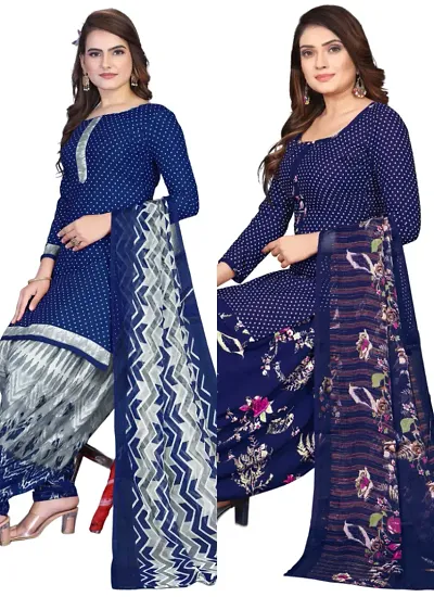 Crepe Dress Material with Dupatta For Women (Combo pack of 2)