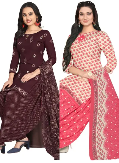 Crepe Dress Material with Dupatta For Women (Combo pack of 2)