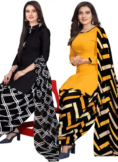 Crepe Dress Material with Dupatta For Women (Combo pack of 2)