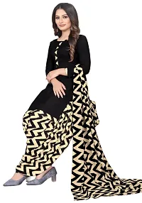 Elegant Black Crepe Printed Dress Material with Dupatta For Women-thumb1