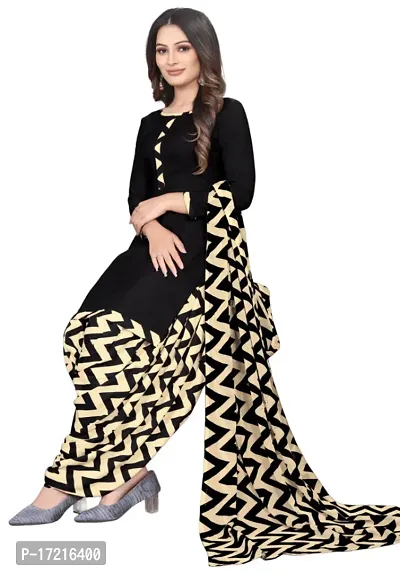 Elegant Black Crepe Printed Dress Material with Dupatta For Women-thumb2