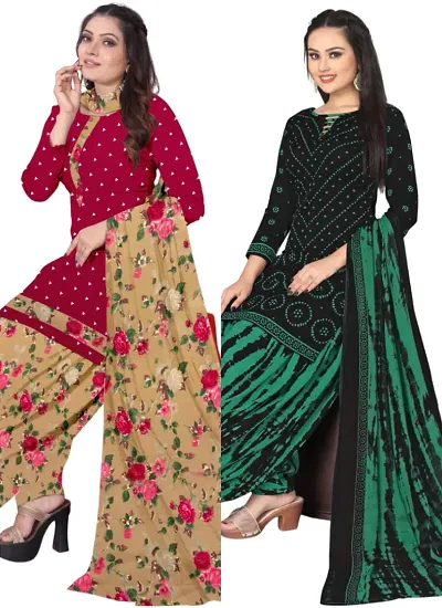 Crepe Dress Material with Dupatta For Women (Combo pack of 2)