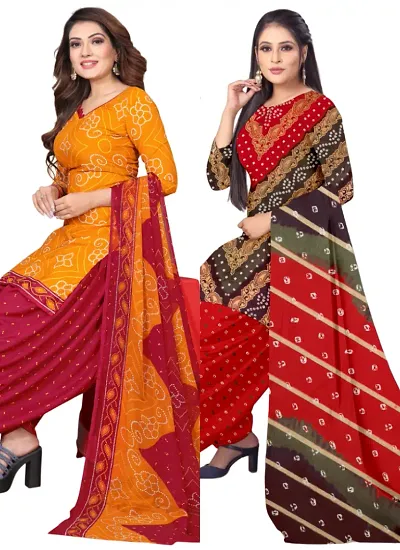 Crepe Dress Material with Dupatta For Women (Combo pack of 2)