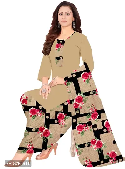 Beige  Black Crepe Printed Dress Material with Dupatta For Women (Combo pack of 2)-thumb2