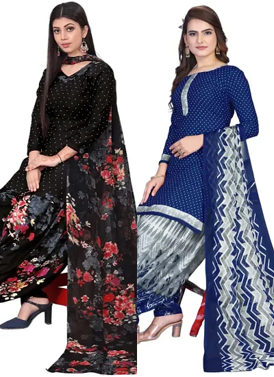 Crepe Dress Material with Dupatta For Women (Combo pack of 2)