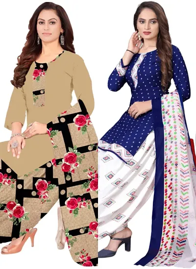 Crepe Dress Material with Dupatta For Women (Combo pack of 2)