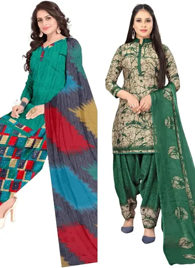 Crepe Dress Material with Dupatta For Women (Combo pack of 2)