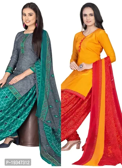 Buy Salwar Studio Women's Pack of 2 Synthetic Printed Unstitched Dress  Material Combo-OM-0080956 at Amazon.in