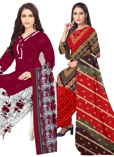 Elegant Crepe Digital Dress Material with Dupatta For Women