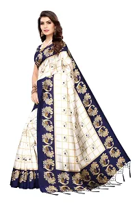 Stylish Art Silk Navy Blue Printed Kanjeevaram Saree with Blouse piece-thumb3