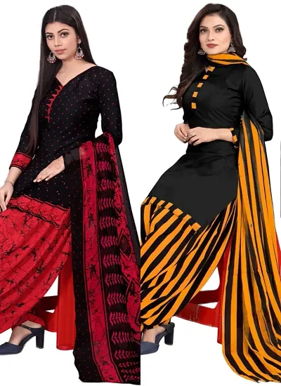 Crepe Dress Material with Dupatta For Women (Combo pack of 2)