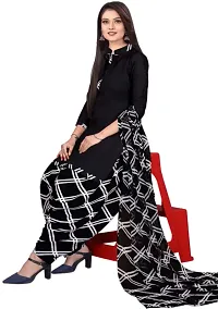 Black  Red Crepe Printed Dress Material with Dupatta For Women (Combo pack of 2)-thumb1