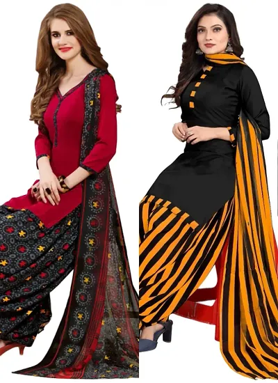 Crepe Dress Material with Dupatta For Women (Combo pack of 2)