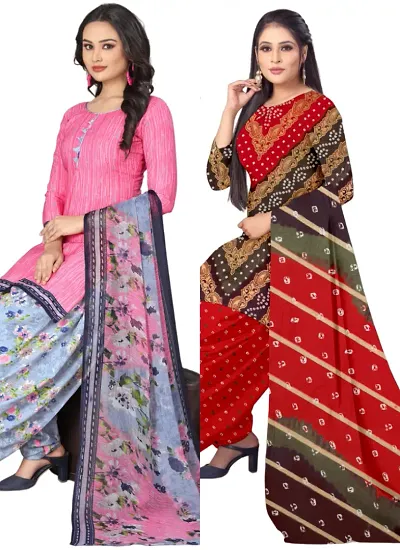 Crepe Dress Material with Dupatta For Women (Combo pack of 2)