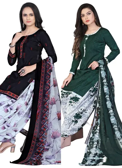 Crepe Dress Material with Dupatta For Women (Combo pack of 2)