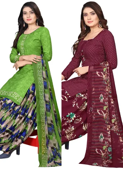 Stylish Crepe Digital Printed Unstitched Suits - pack of 2