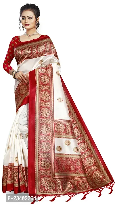 Stylish Art Silk Red Printed Kanjeevaram Saree with Blouse piece-thumb0