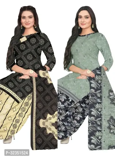 Elegant Cotton Printed Dress Material with Dupatta For Women Pack of 2-thumb0