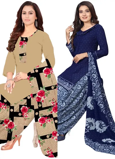 Crepe Dress Material with Dupatta For Women (Combo pack of 2)