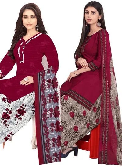 Elegant Crepe Digital Dress Material with Dupatta For Women