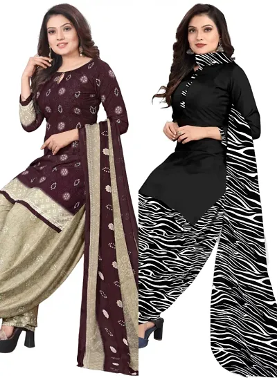 Crepe Dress Material with Dupatta For Women (Combo pack of 2)