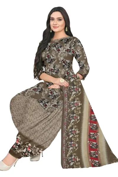 Stylish Crepe Printed Dress Material with Dupatta