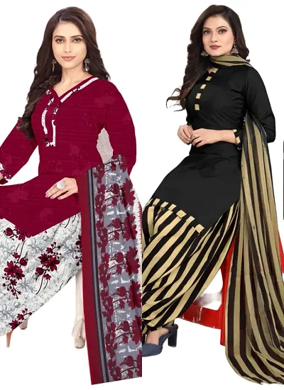 Elegant Crepe Digital Dress Material with Dupatta For Women