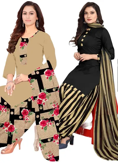 Crepe Dress Material with Dupatta For Women (Combo pack of 2)