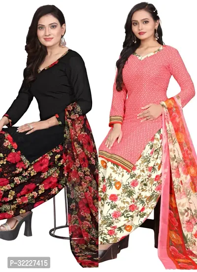 Stylish Cotton Blend Dress Material with Dupatta for Women Pack of 2-thumb0