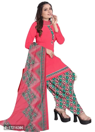 Elegant Pink Crepe Printed Dress Material with Dupatta For Women