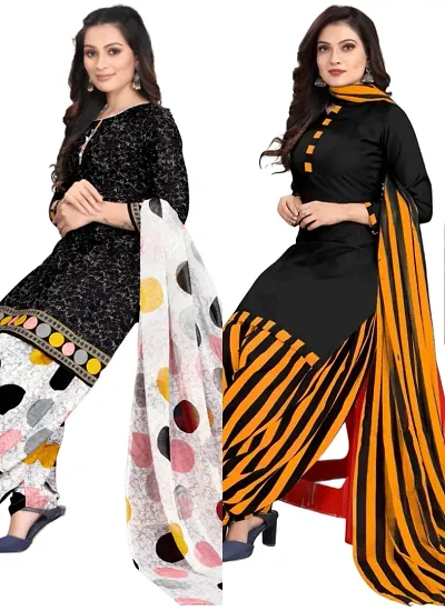 Crepe Dress Material with Dupatta For Women (Combo pack of 2)